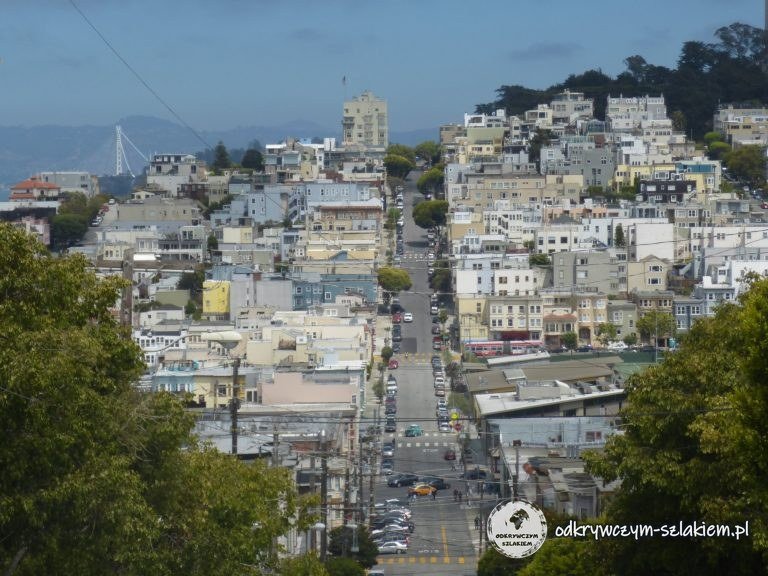 Widok z Russian Hill na ulice San Francisco i Coit Tower