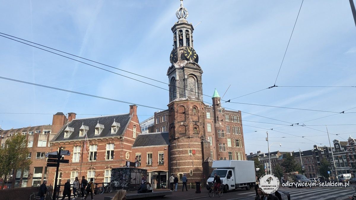 The Munttoren with its clock and spire on Muntplein in Amsterdam