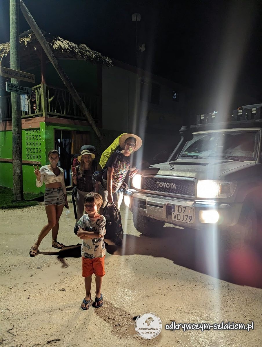 In the evening in Sarteneja by the car we hitchhiked in