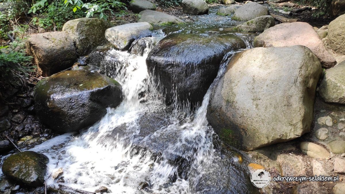 Eine der Stufen des Wasserfalls im Steinbergpark