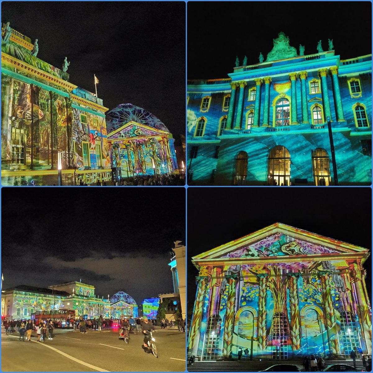 Bebelplatz i okoliczne budynki w kolorowych projekcjach (kolaż)