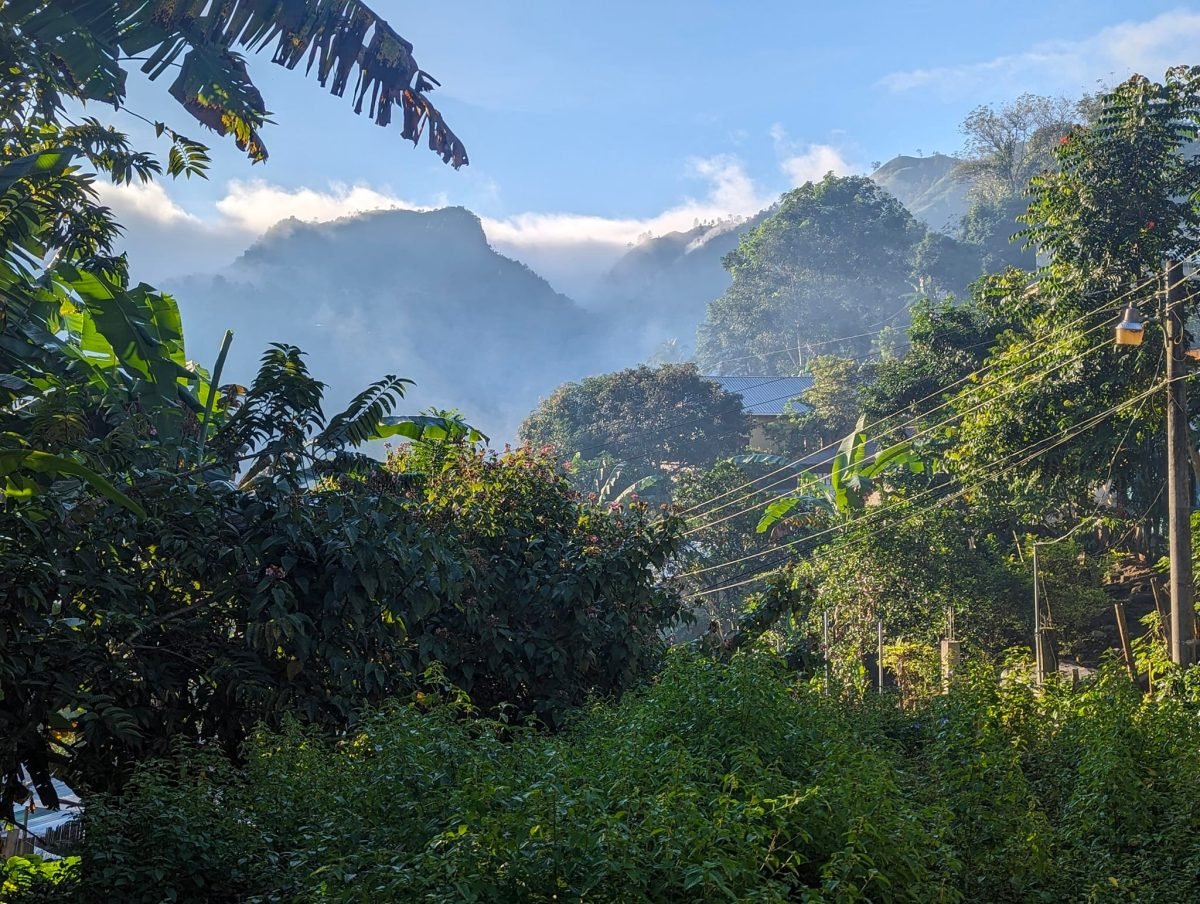 Zielone góry i dżungla w okolicy Lanquín