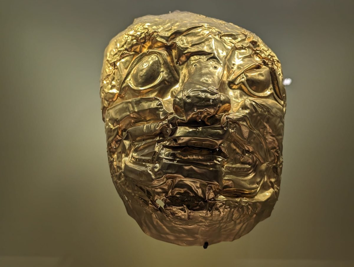 Złota maska w Muzeum Złota (Museo del Oro) w Bogocie
