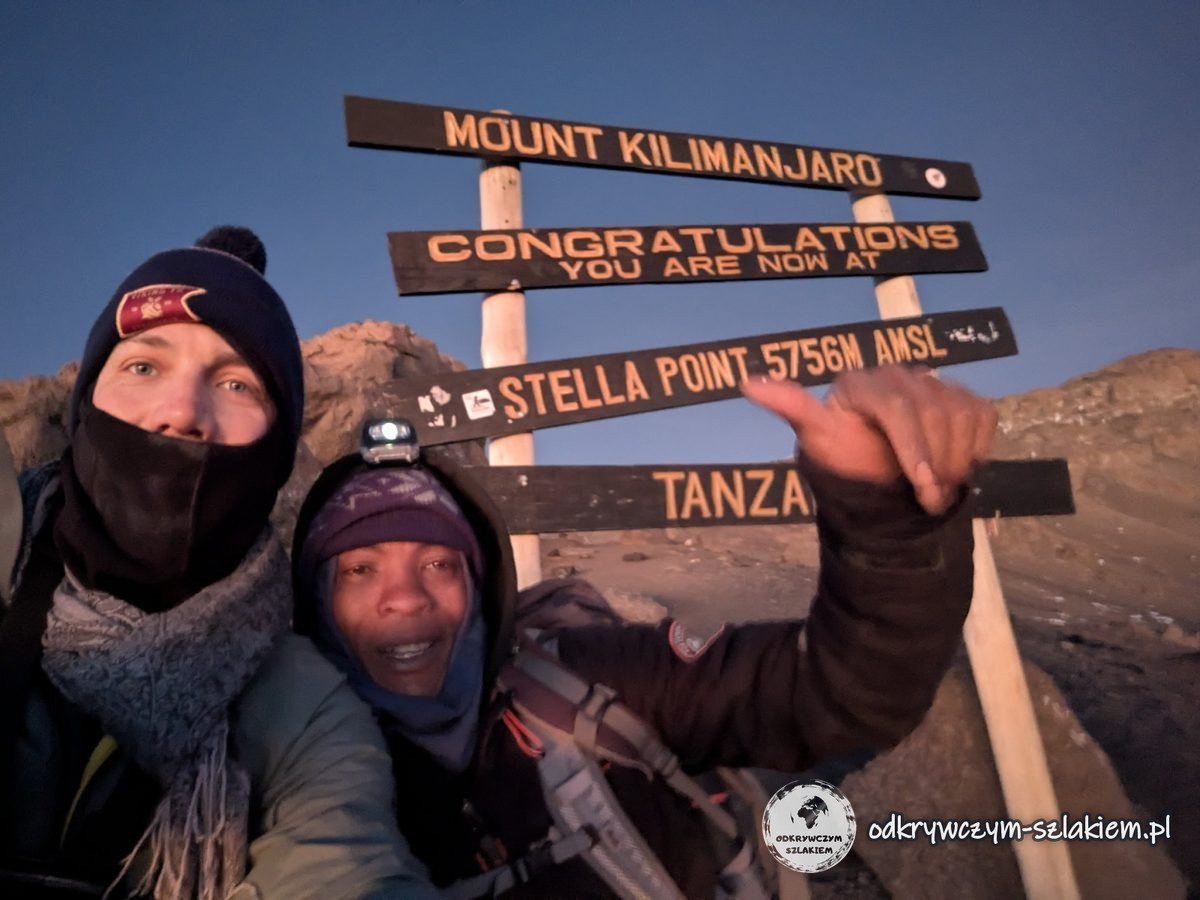 Selfie na Stella Point (5756 m n.p.m.) o świcie