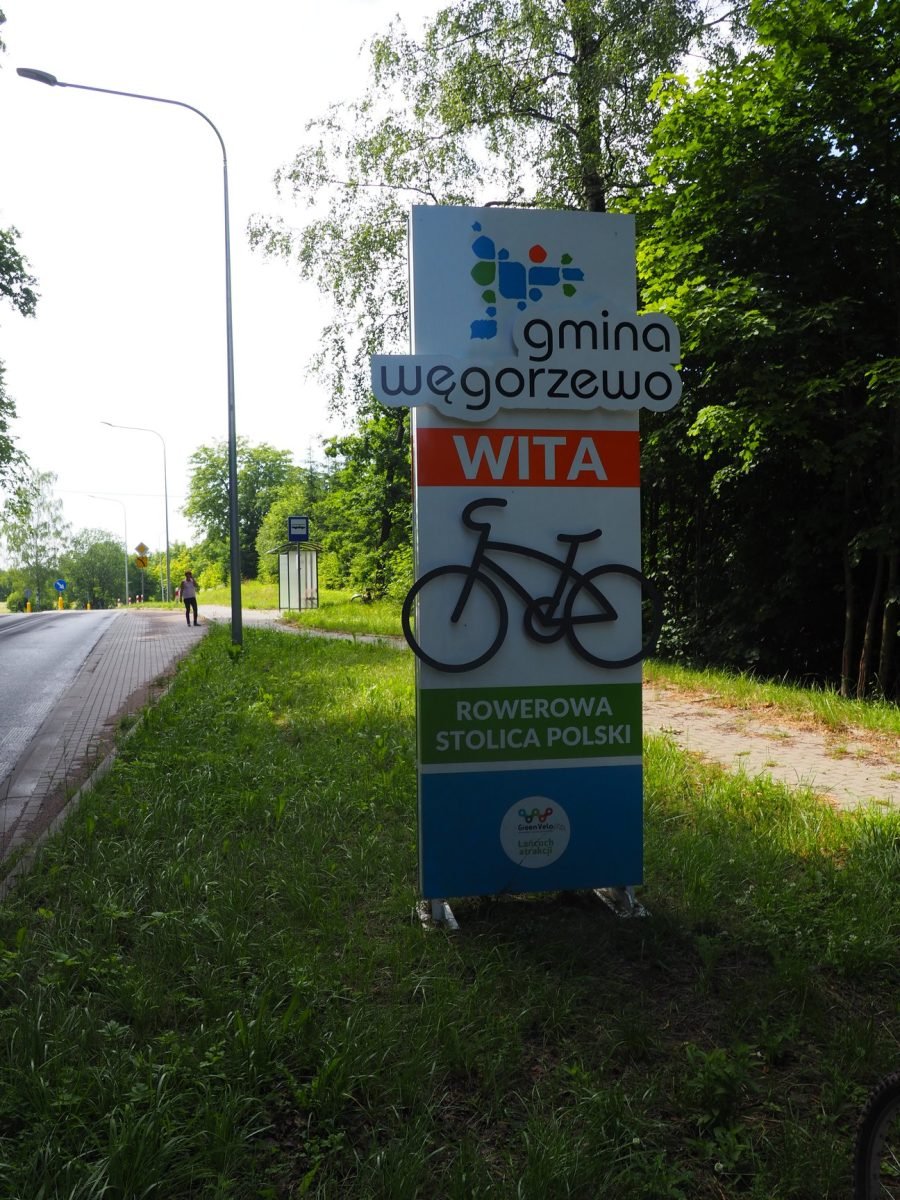 Tablica „Gmina Węgorzewo wita” dla rowerzystów