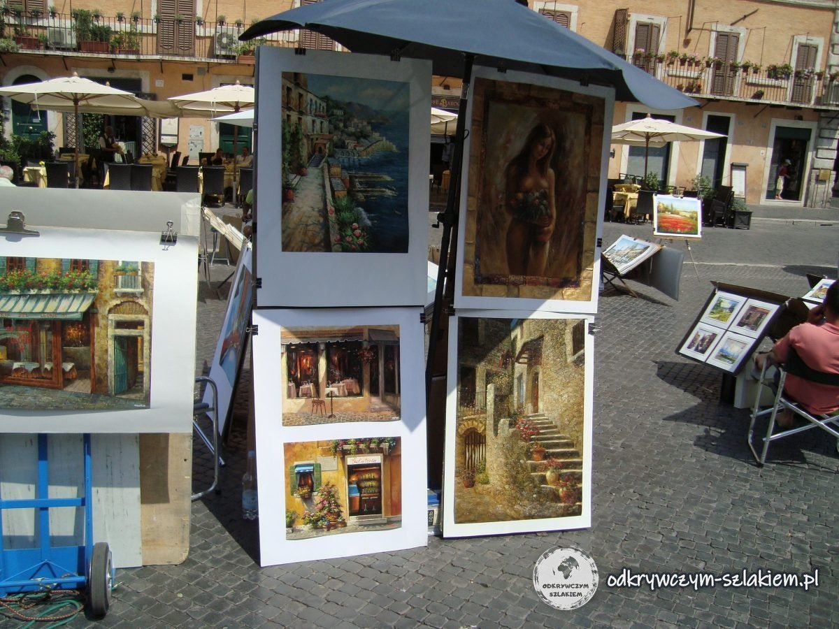 Bilder von Straßenmalern auf der Piazza Navona