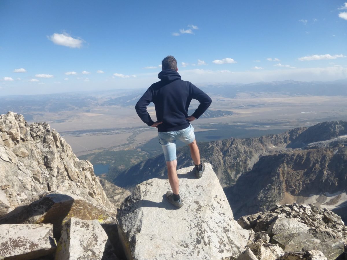 Na szczycie South Teton z widokiem na dolinę Jackson Hole