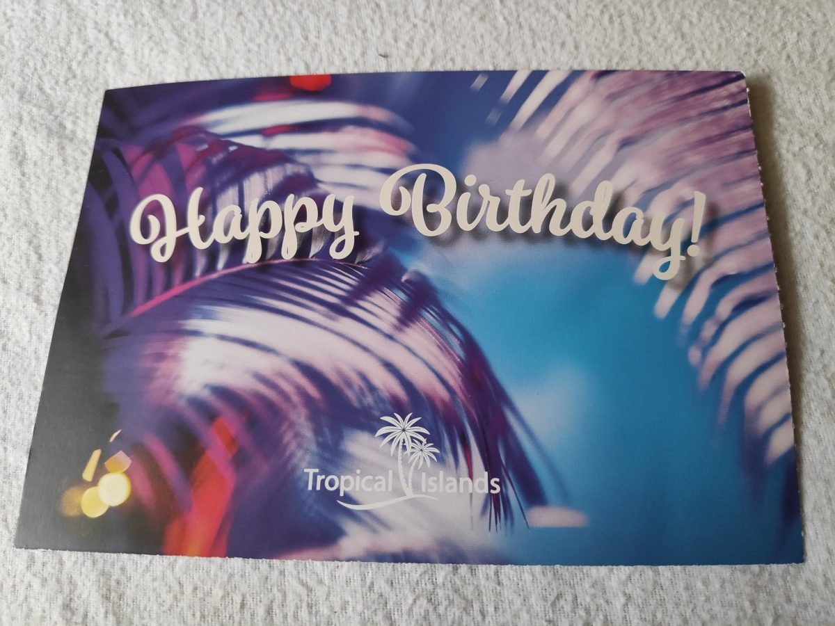 Kartka „Happy Birthday” z logo Tropical Islands