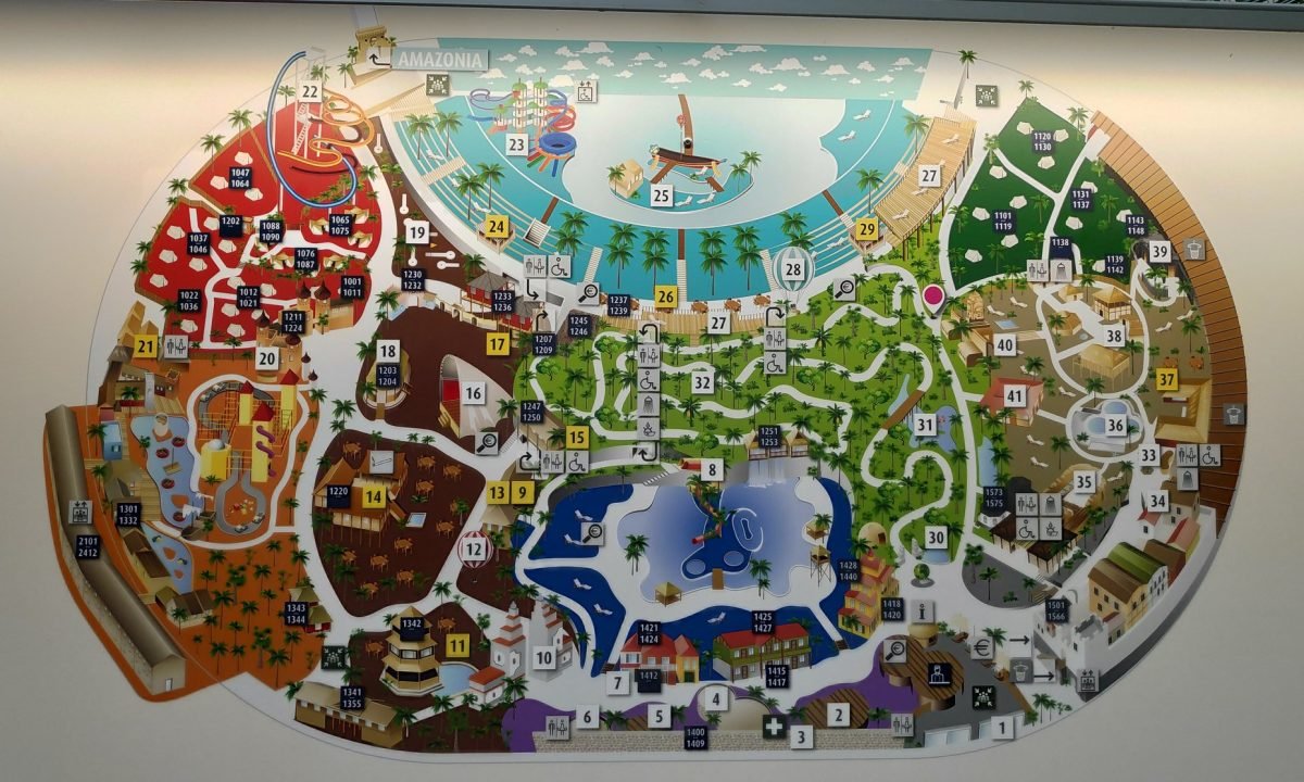 Plan Tropical Islands z podziałem na strefy tematyczne