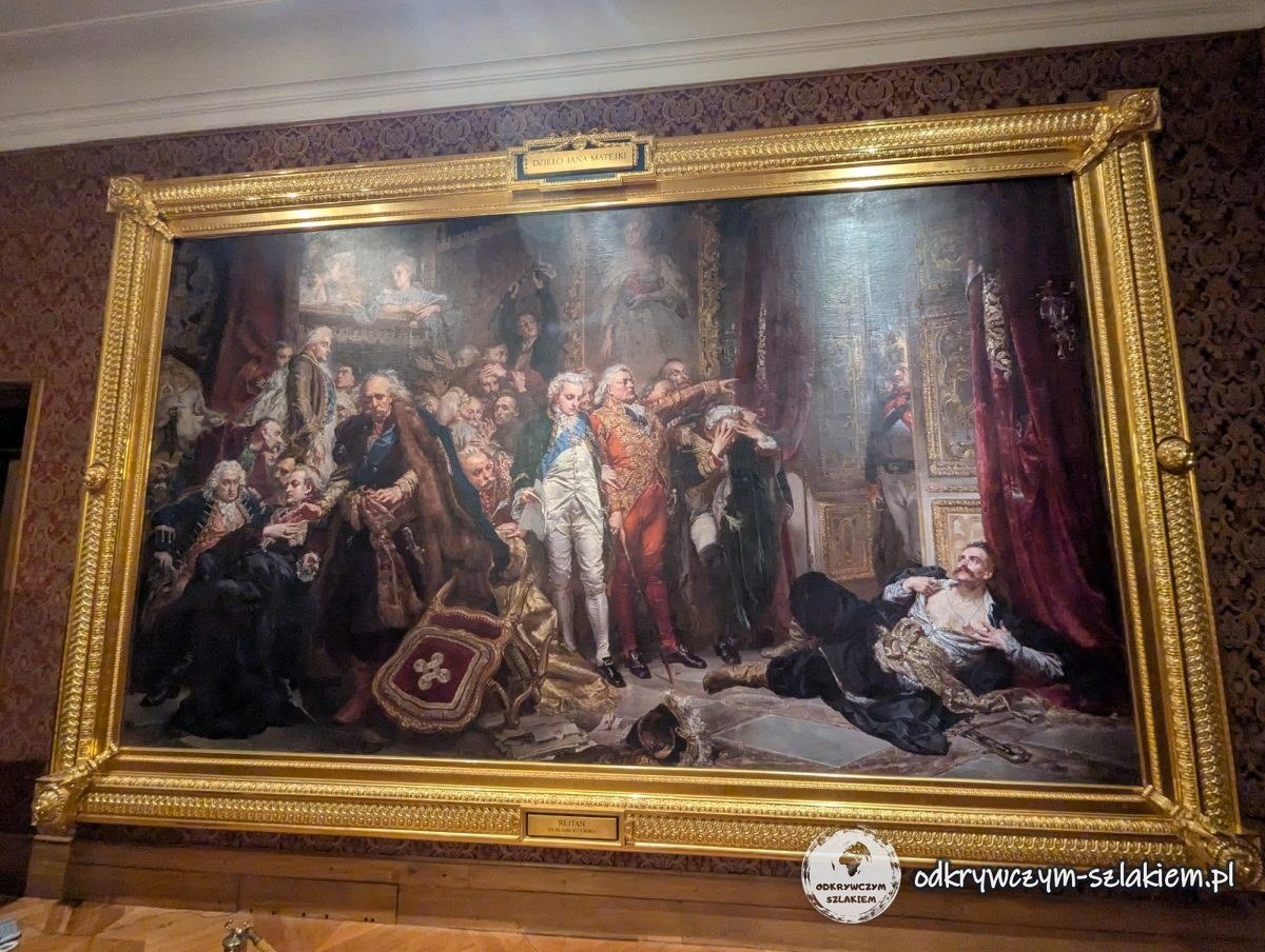 El cuadro de Jan Matejko «Rejtan: la caída de Polonia» con marco dorado en el Castillo Real de Varsovia